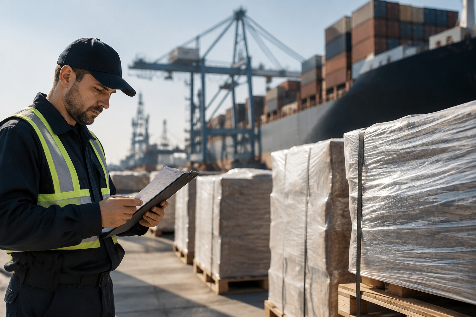 Documentos de origem e ficha técnica de produto organizados para análise de uma importação