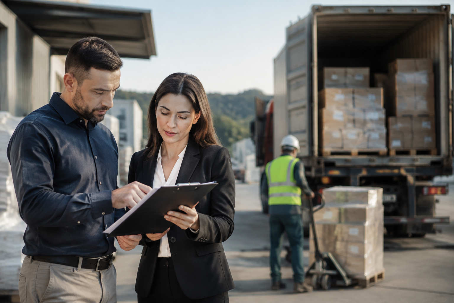 Documentos de compra internacional e planejamento logístico para uma operação de importação com destino a Chapecó/SC.