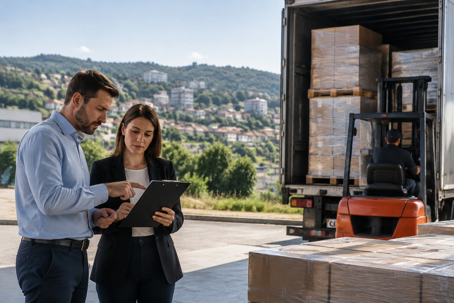 Documentos de compra internacional e identificação de volumes para planejamento de uma importação com diferentes produtos.